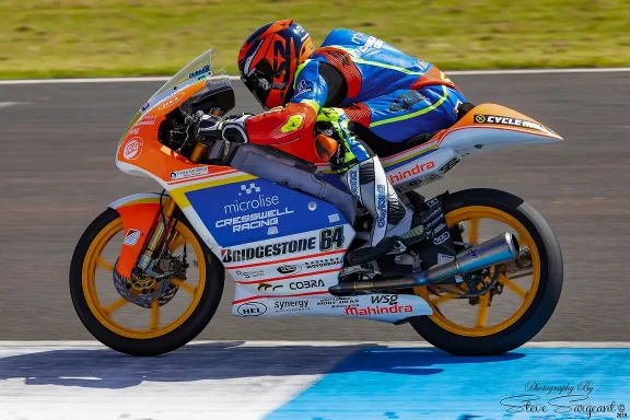 Microlise Cresswell Racing rider, Asher Durham, was the first to put Mahindra on a UK British Championship podium